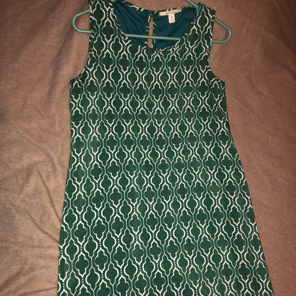 Green and White patterned dress!